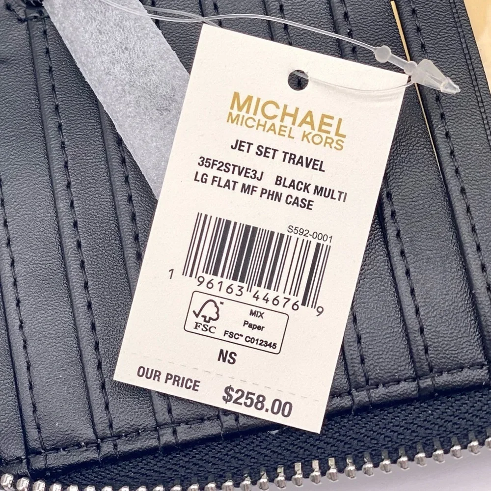 Michael Kors Jet Set Travel Wallet Phone Case Wristlet Glimmer MK Print
